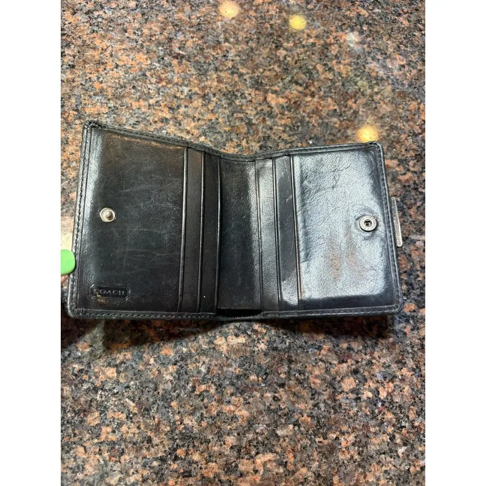 Vintage Coach Black Bifold Wallet Contrast Stitching w/Coin Compartment
